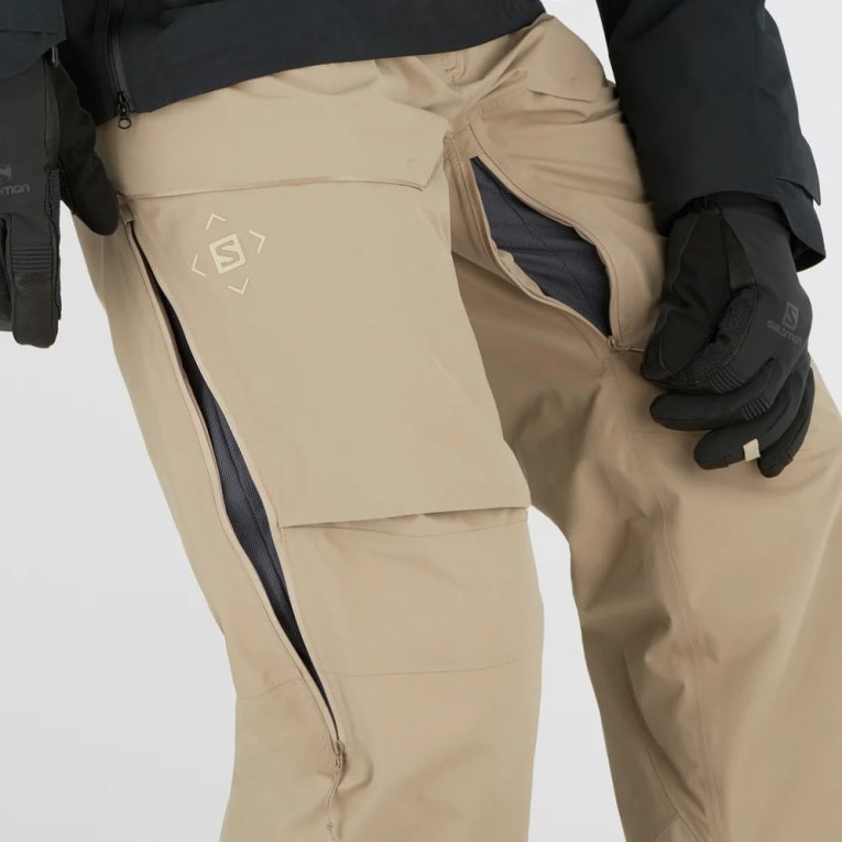 Khaki Salomon Gravity Gore Tex Men's Ski Pants | PH 86304U